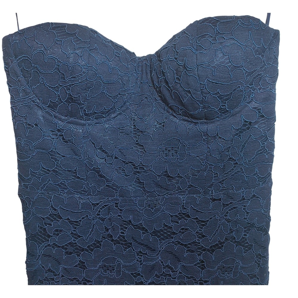 Six Stories Navy Lace Corset Maxi Dress Women's US 6 Strapless Formal Gown NWT - Picture 3 of 7